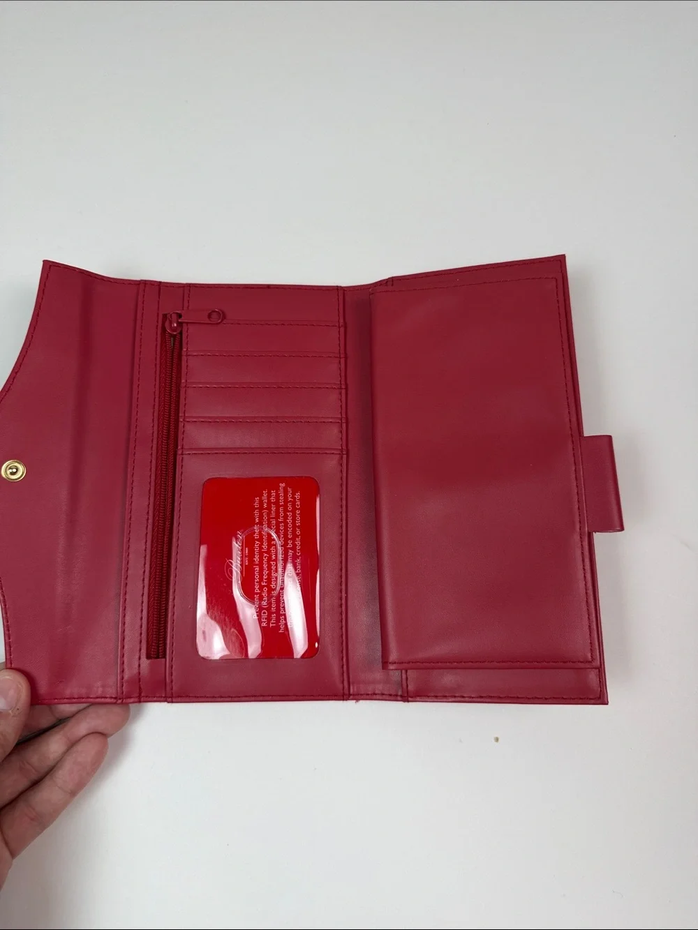 Buxton Genuine Leather Red Checkbook Wallet Vintage Womens Long Bifold Organizer